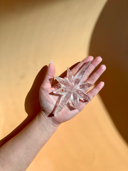 Clear Quartz Polaris Star on Gold Stand – Option A | Clarity, Guidance & Manifestation Crystal