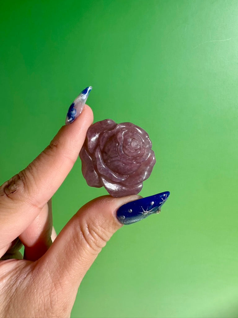 Purple Rose Quartz Rose | Crystal Flower Carving