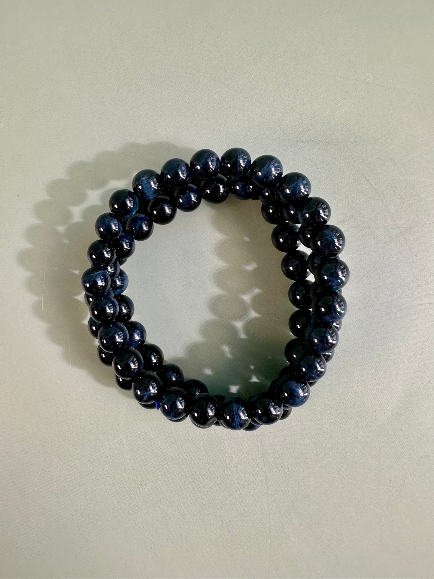 8mm Blue Tiger’s Eye Beaded Bracelet