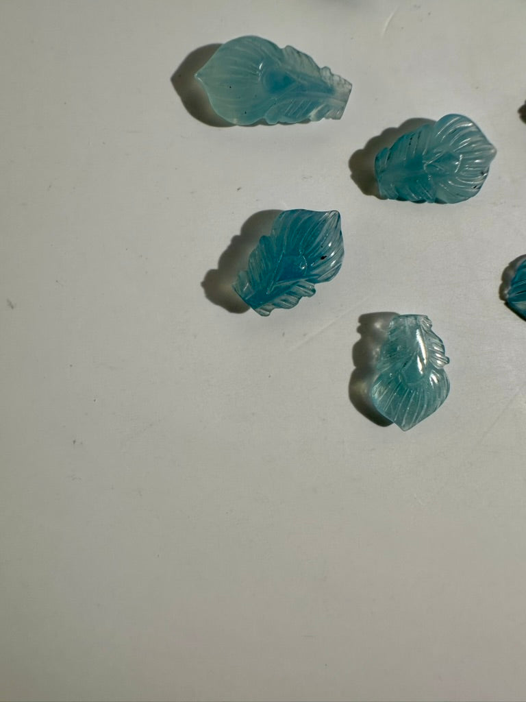 Mini Aquamarine Feather | Blue Crystal Carving