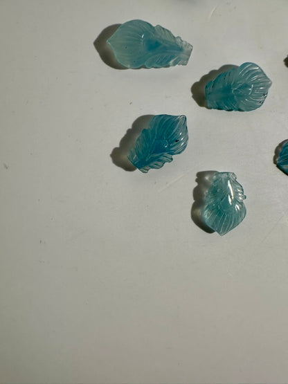 Mini Aquamarine Feather | Blue Crystal Carving