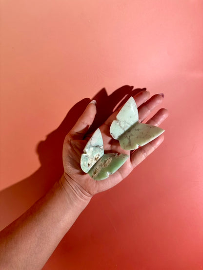 Intuitively Chosen Semi-Polished Chrysoprase 3D Butterfly | Renewal, Joy & Heart Healing Crystal
