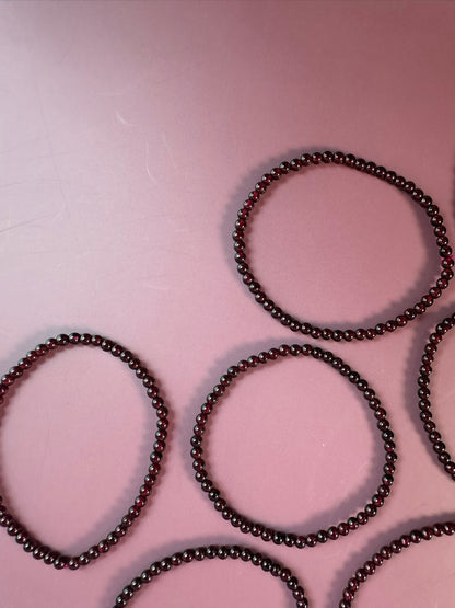 4 mm Garnet Beaded Bracelet