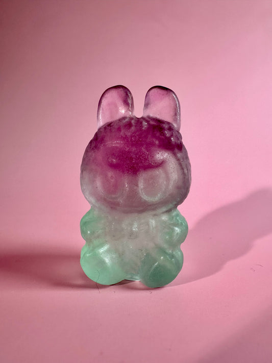 Rainbow Fluorite Sitting Lafufu Kawaii Forest Spirit Figurine Carving - B