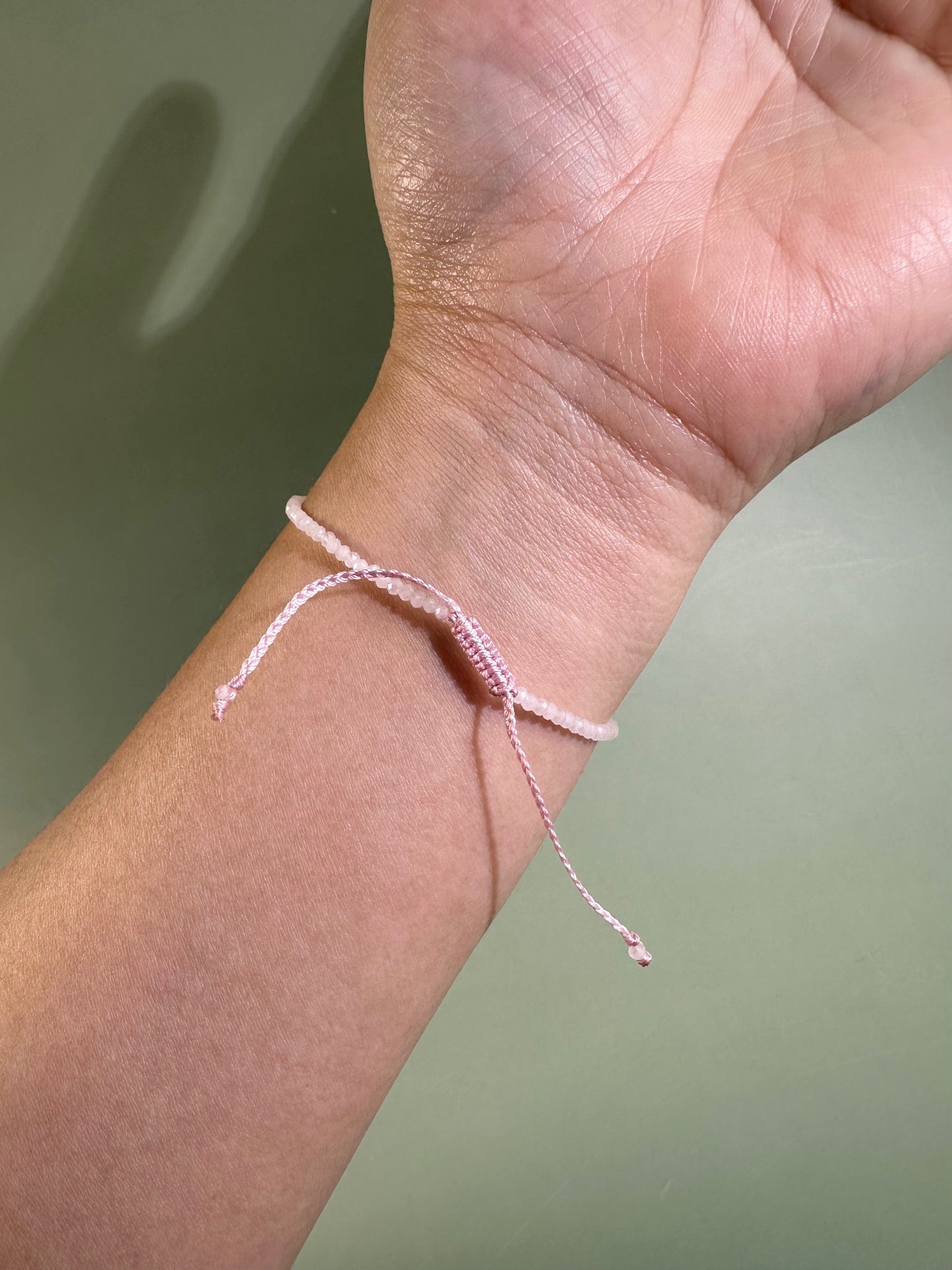 2mm Rose Quartz Adjustable Beaded Bracelet