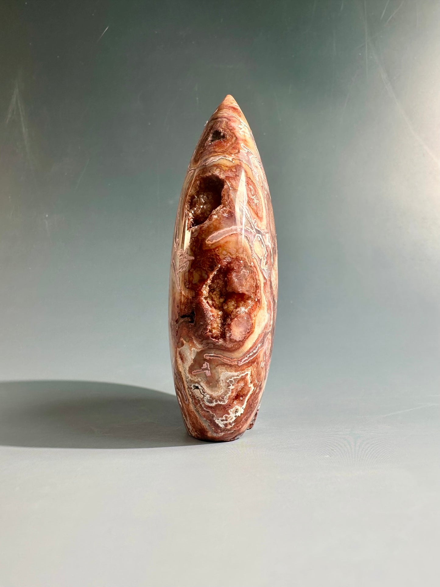Indonesian Pink Crazy Lace Agate Flame – Option D | Inner Peace, Self-Love & Collector Crystal