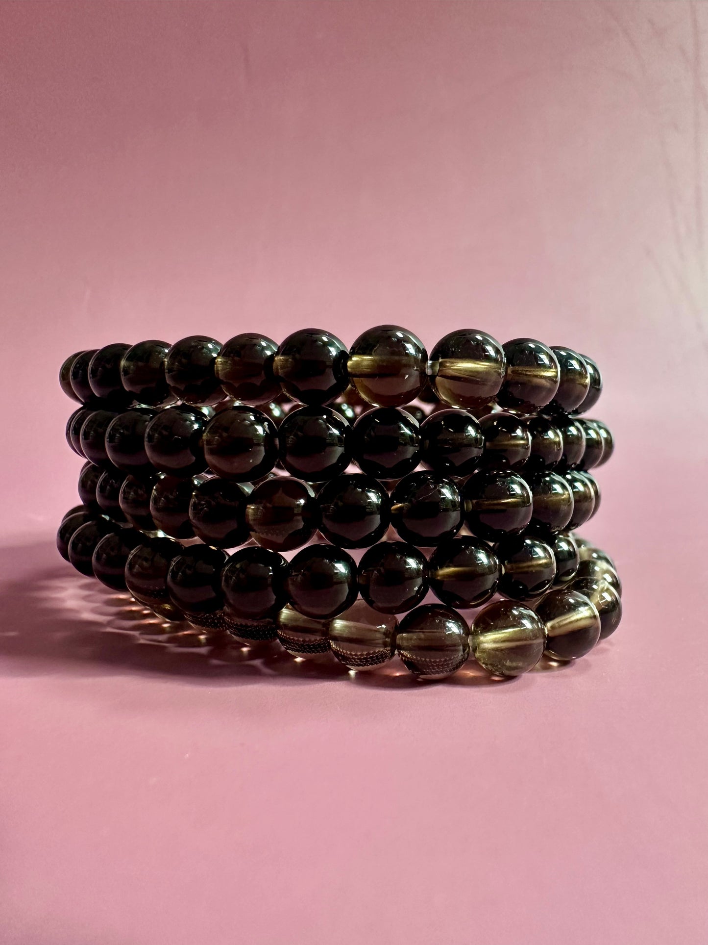 6mm Smoky Quartz Beaded Bracelet