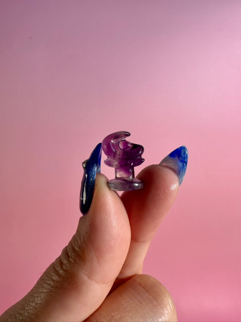 Mini Rainbow Fluorite Moon Stick | Celestial Crystal