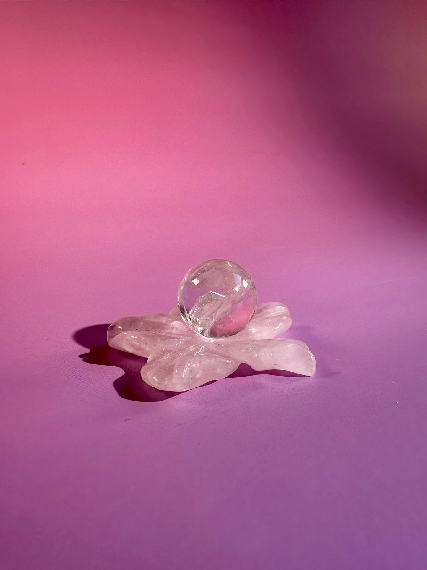 Rose Quartz Flower Sphere Holder