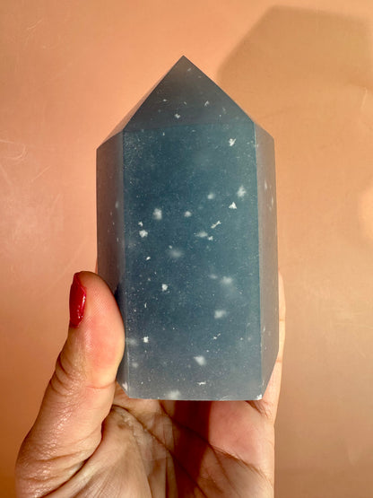 Large Peruvian Snowflake Angelite Tower - D