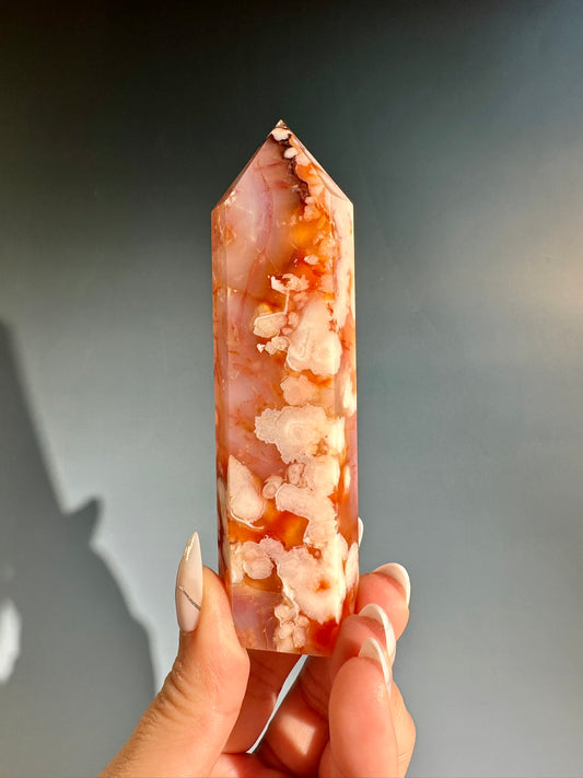 Carnelian Flower Agate Tower – Option B
