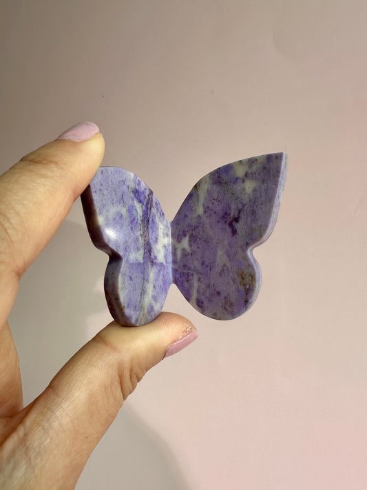 3D Purple Jade Butterfly Carving