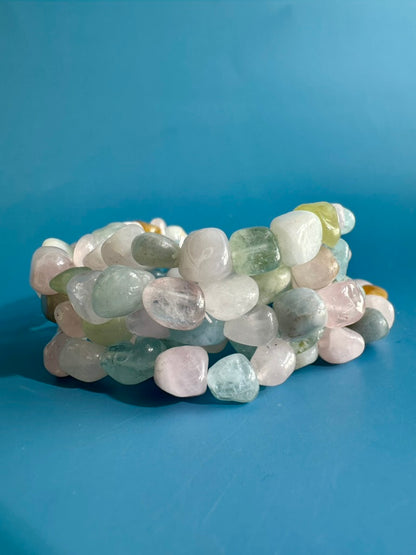 8mm Multi Beryl (Morganite) Polished Tumbled Bracelet