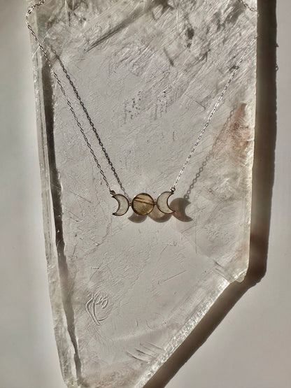 925 Sterling Silver Moonstone & Labradorite Moon Phase Necklace