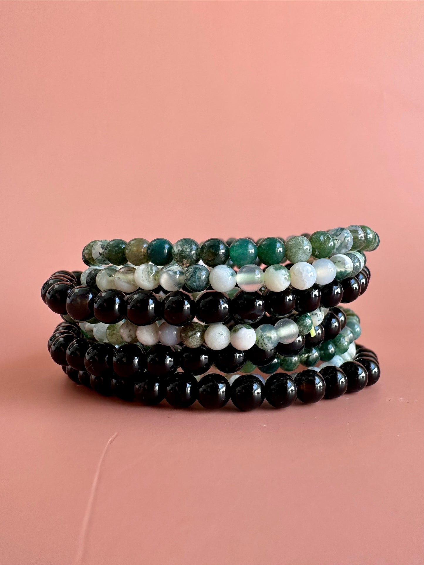 Bracelet Bundle Set: “Rooted in Kindness” - Tree Agate, Moss Agate, Black Tourmaline