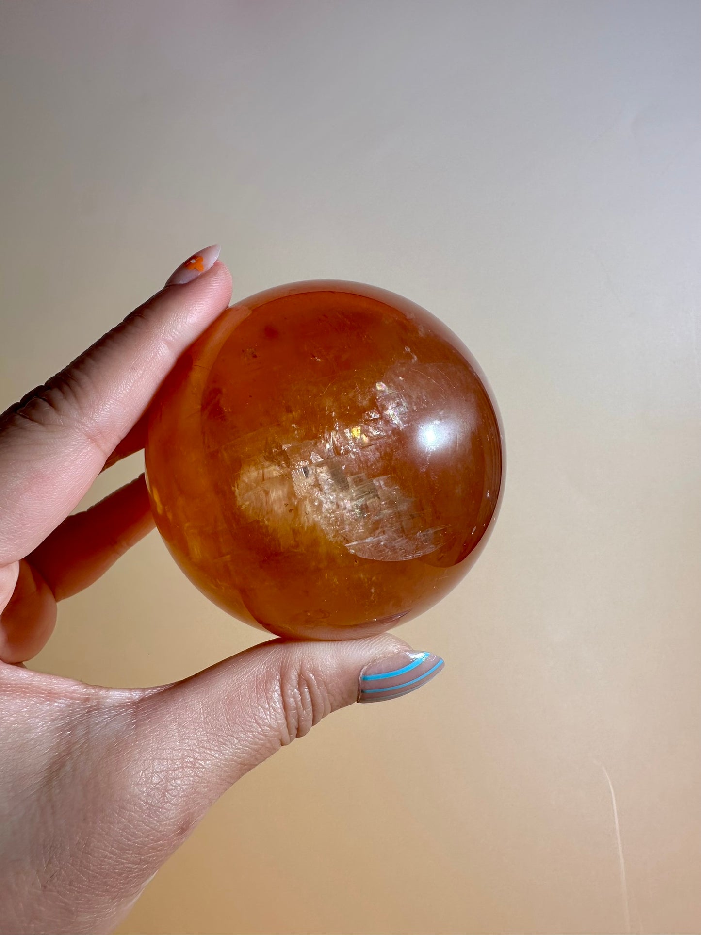 Honey Calcite Sphere – Option D | Success, Confidence & Solar Plexus Energy Crystal