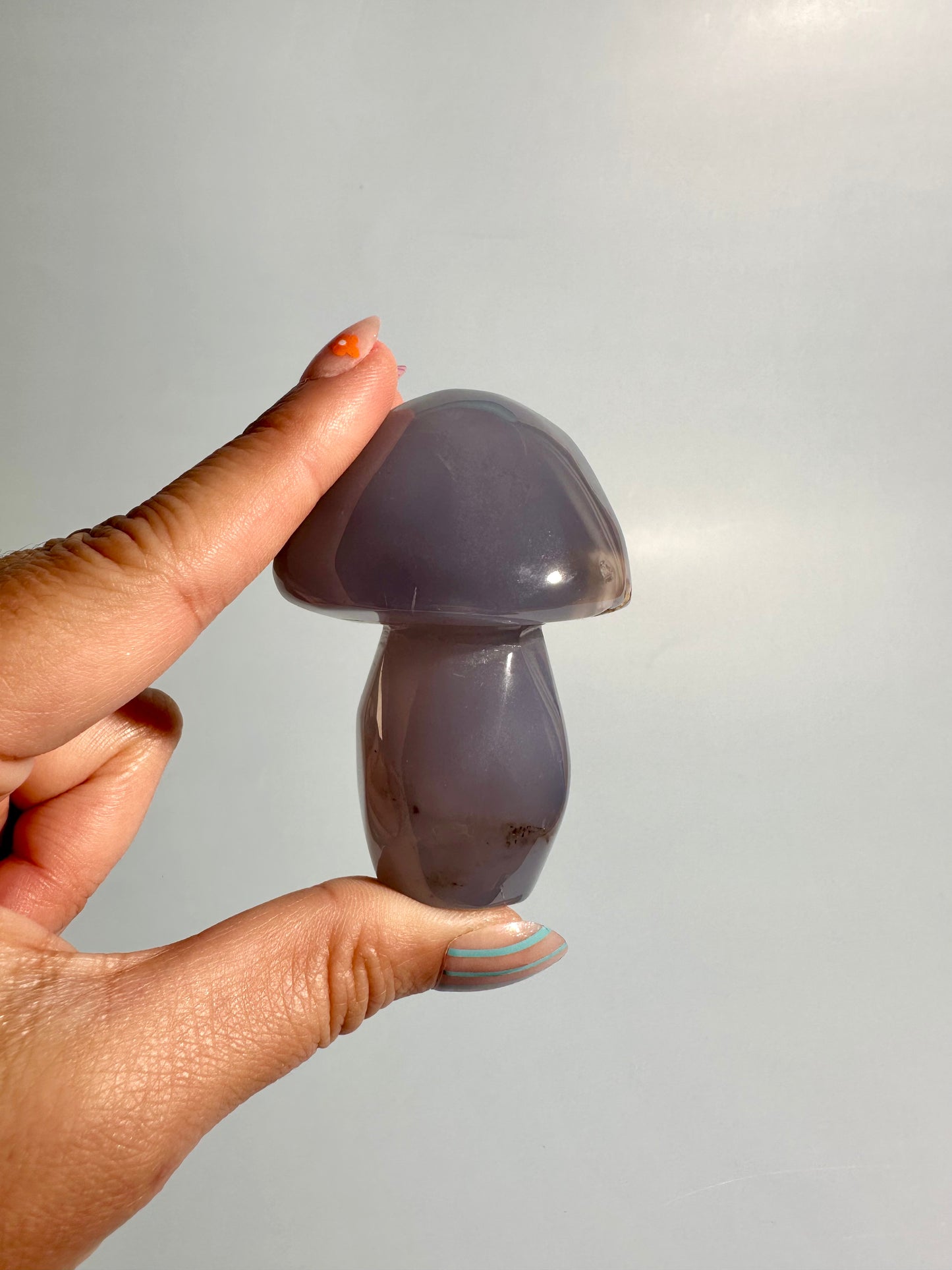 Blue Chalcedony Mushroom Carving – Option G | Harmony, Hope & Tranquility Energy | Calm, Clarity & Gentle Communication (Copy)