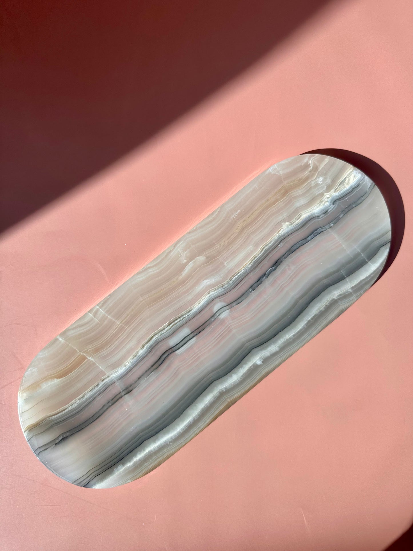 Banded Onyx Long Oval Tray
