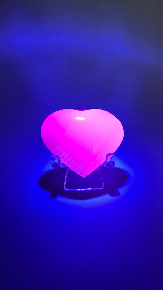 Pink Calcite Heart UV Reactive – Option B