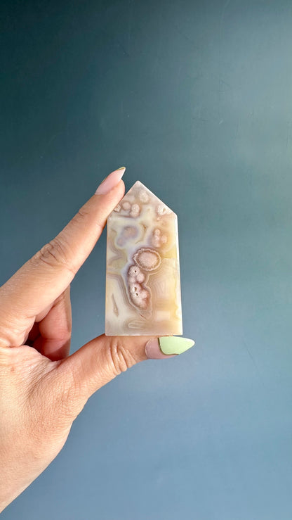 Druzy Flower Agate Obelisk – Option A
