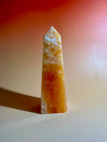 Orange Calcite Tower – Option E | Optimism, Confidence & Positive Transformation