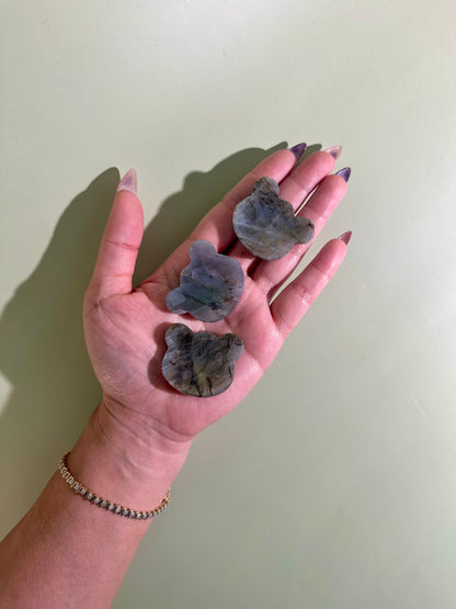 Labradorite Bear Worry Stone | Flashy Pocket Crystal