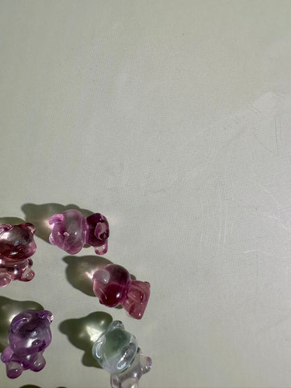 Mini Rainbow Fluorite Teddy Bear | Crystal Carving