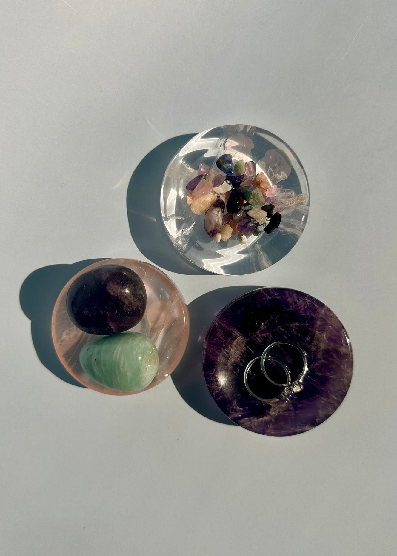 Crystal Sphere Holder Dish (Rose Quartz, Amethyst, Clear Quartz) - You Pick!