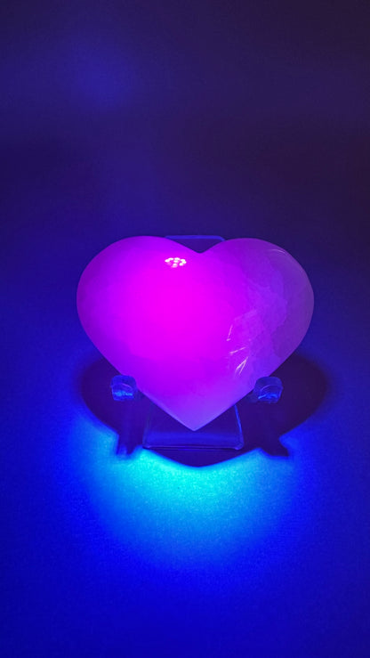 Pink Calcite Heart UV Reactive – Option C