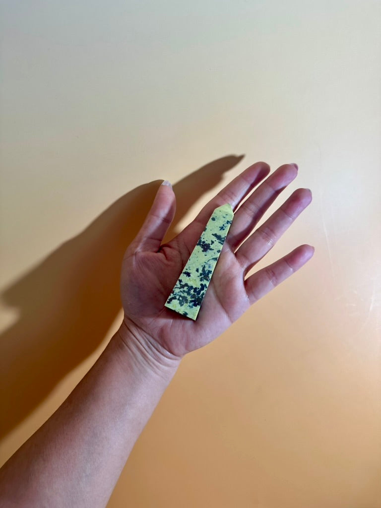 Serpentine with Pyrite Tower (Peru) Option D | Growth, Protection & Prosperity Crystal