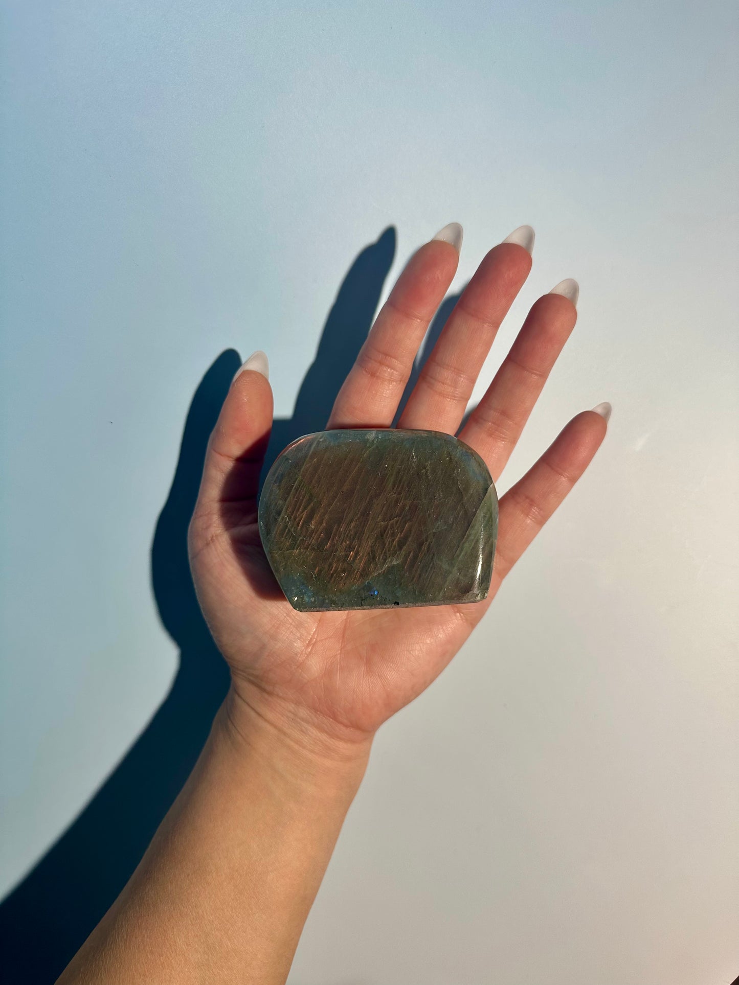 Medium Orange Flash Labradorite Standing Freeform – Option A