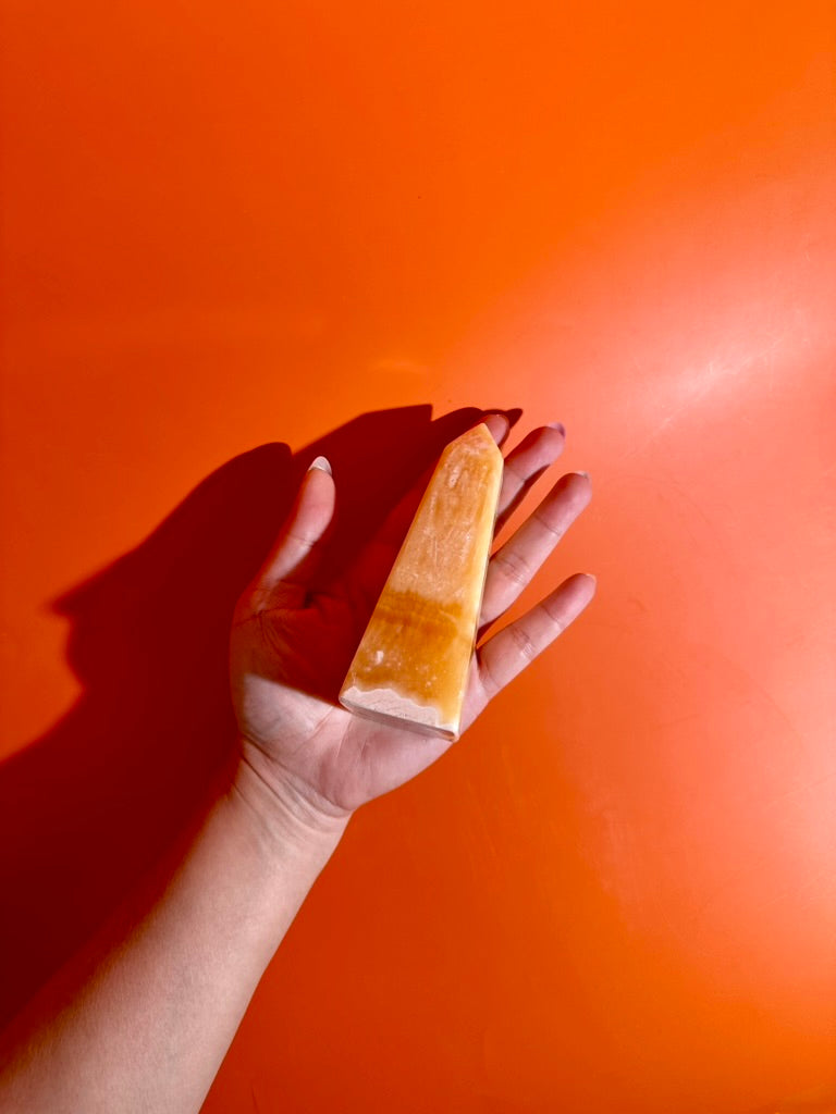 Orange Calcite Tower – Option A | Joy, Creativity & Positive Energy Crystal