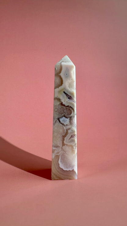 Druzy Flower Agate Obelisk – Option D