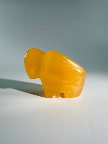 Orange Calcite Buffalo Bison Carving