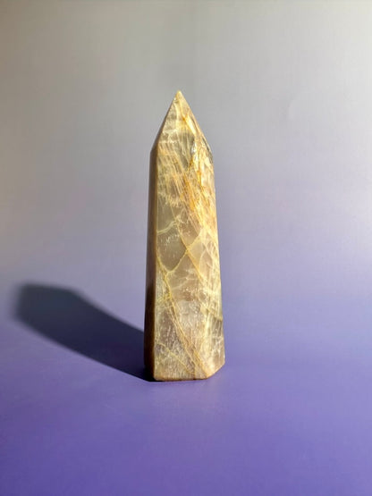 Peach Moonstone Tower – Option C | Collector Crystal, Self-Love & Gentle Transformation