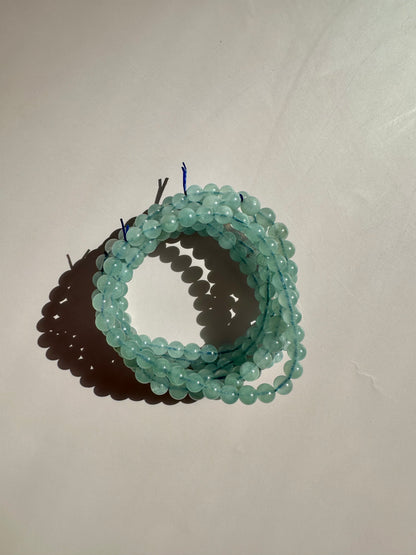 6mm Aquamarine Beaded Bracelet