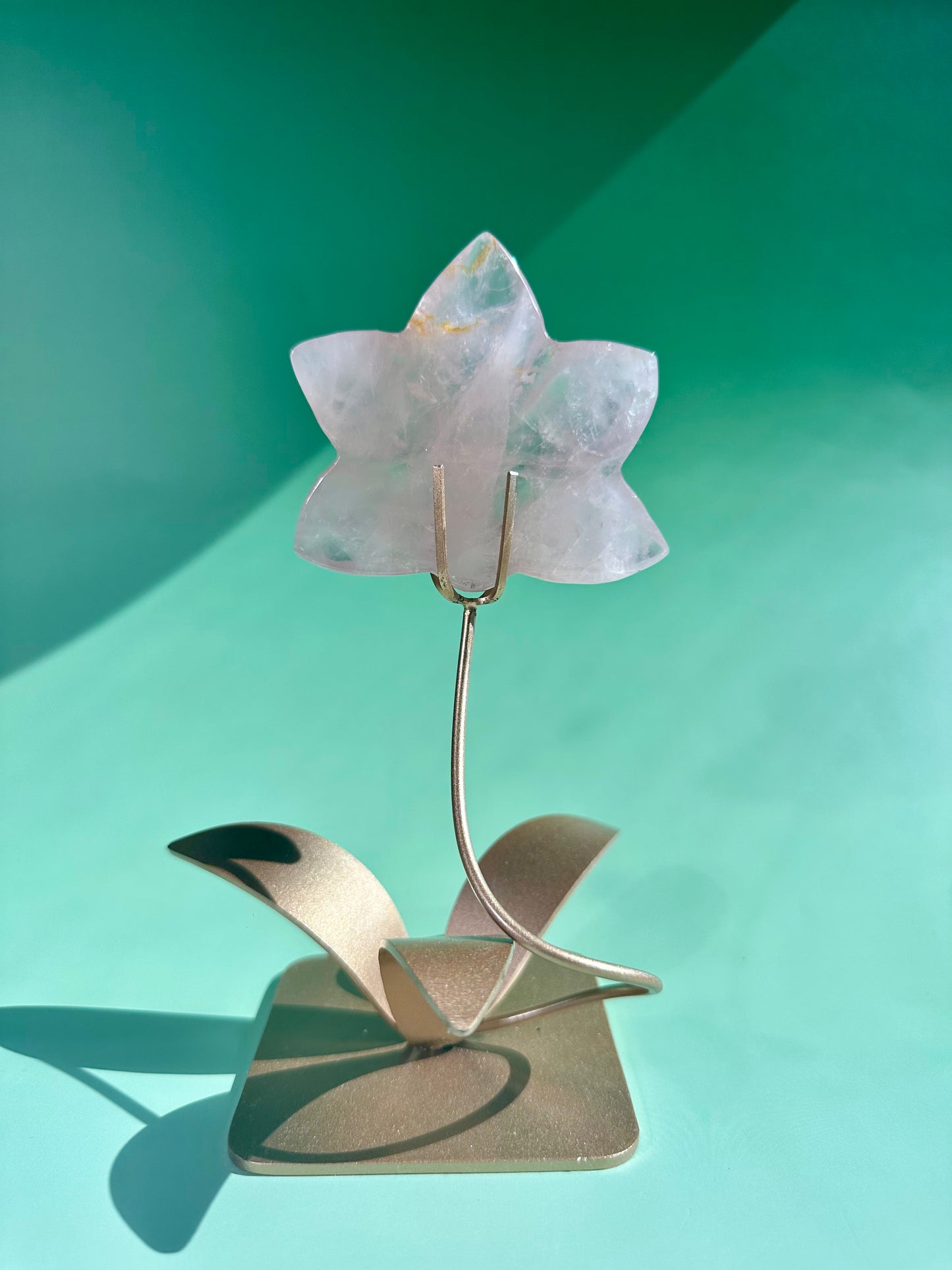 Rose Quartz Orchid Carving on Gold Stand | Intuitively Chosen Love, Grace & Heart Healing Energy