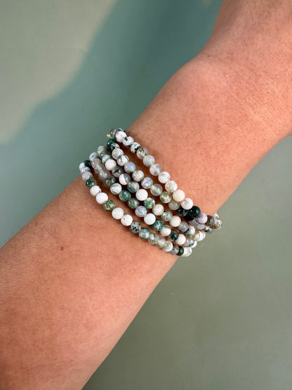 4mm Tree Agate Beaded Bracelet