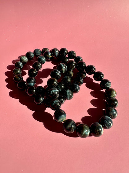 10mm Blue Tiger’s Eye Beaded Bracelet