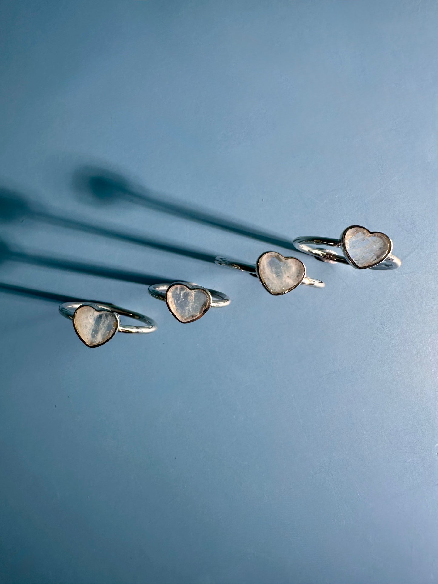 925 Sterling Silver Rainbow Moonstone Heart Ring