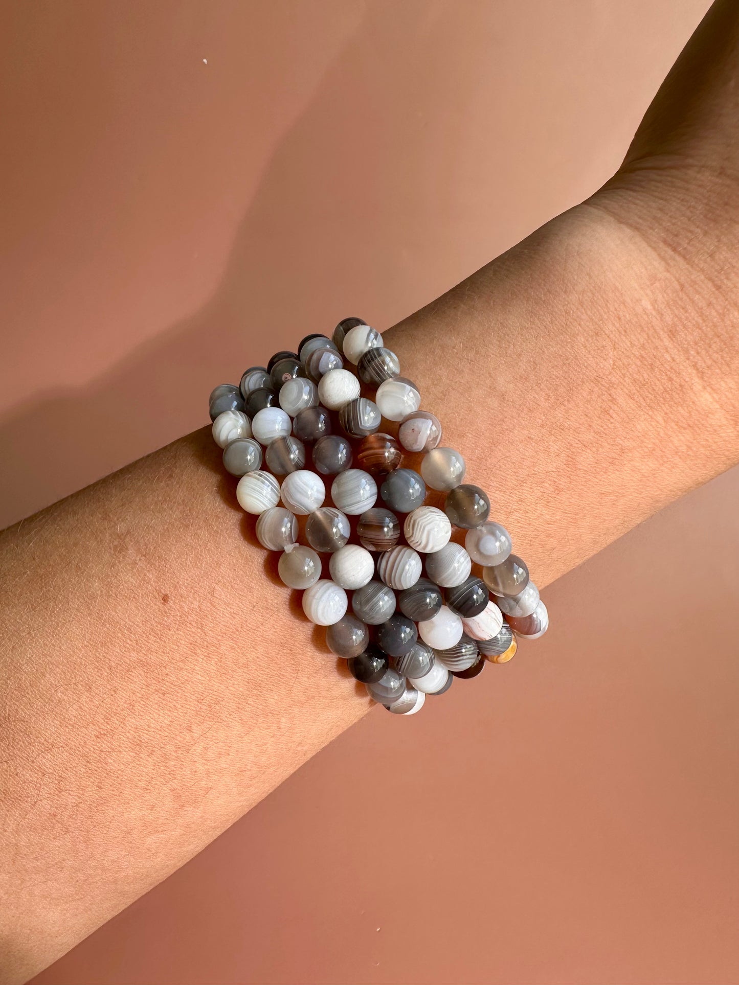 6mm Botswana Agate Beaded Bracelet