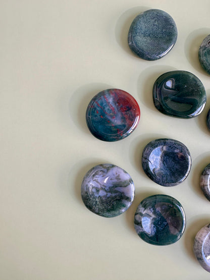 Moss Agate Worry Stone