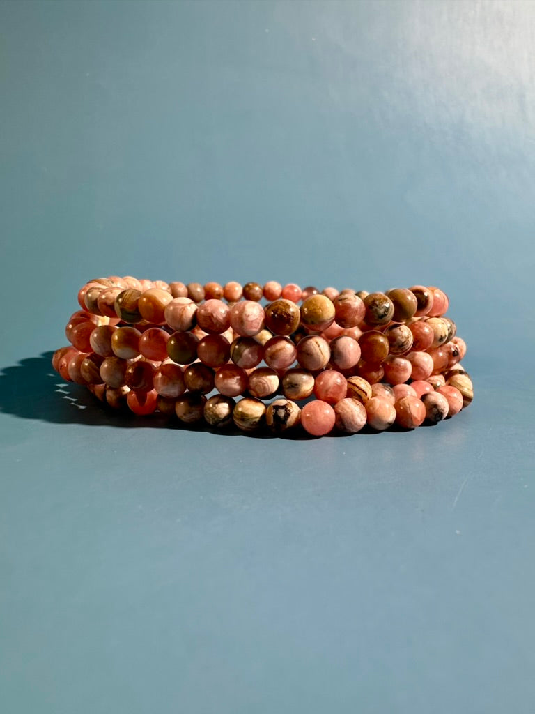 4mm Rhodochrosite Beaded Bracelet | Pink Gemstone Bracelet