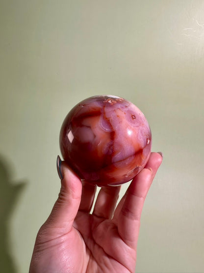 Carnelian Flower Agate Sphere Option D | Premium One-of-a-Kind Crystal