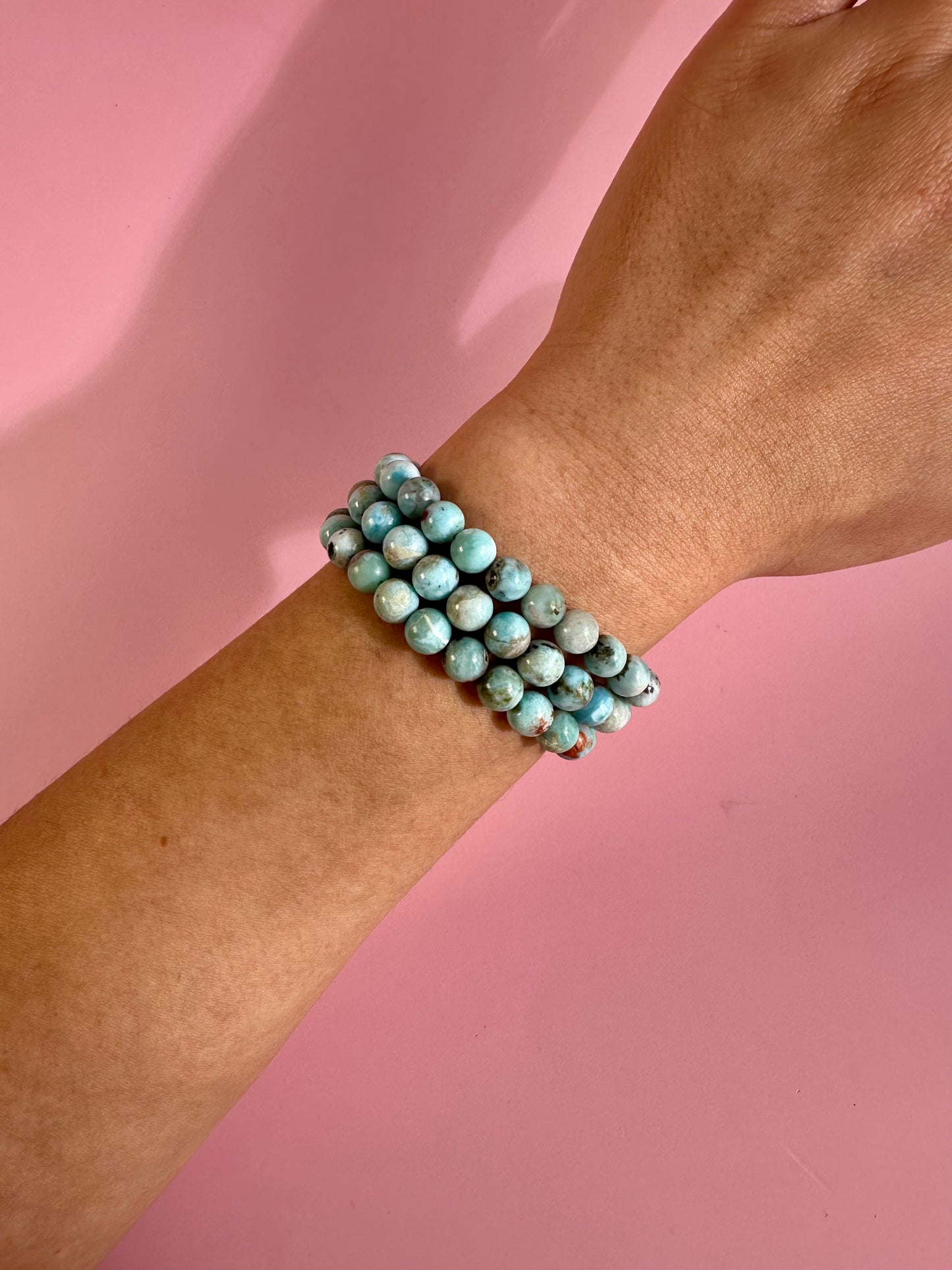 8mm Larimar Beaded Bracelet
