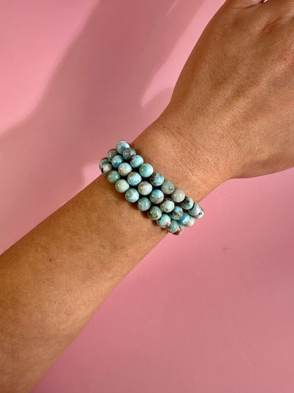 8mm Larimar Beaded Bracelet