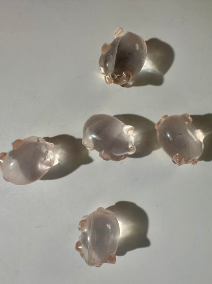 Mini Rose Quartz Pig | Cute Pink Crystal Carving