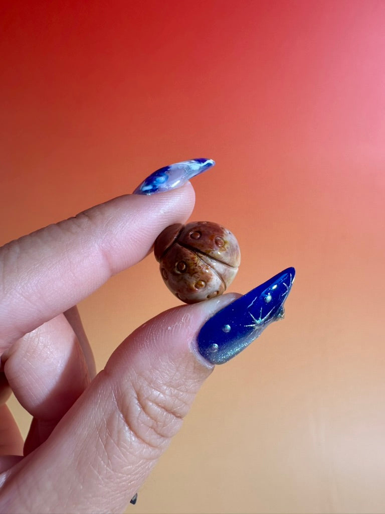 Mini Alashan Agate Ladybug | Cute Crystal Carving