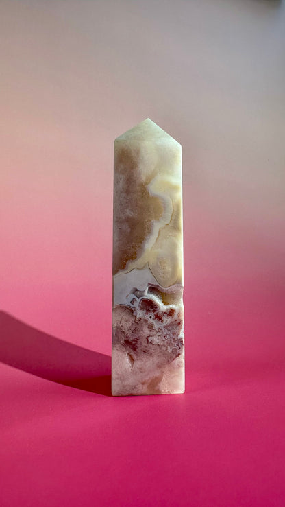 Druzy Flower Agate Obelisk – Option E