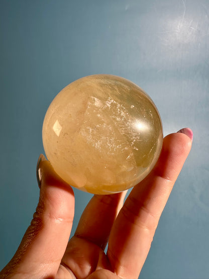 Honey Calcite Sphere – Option G | Abundance, Success & Motivation Crystal